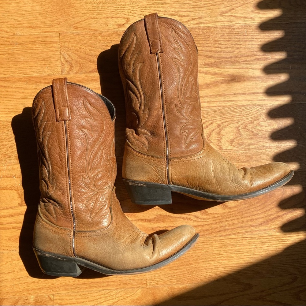 Vintage Brown Leather Cowboy Boots